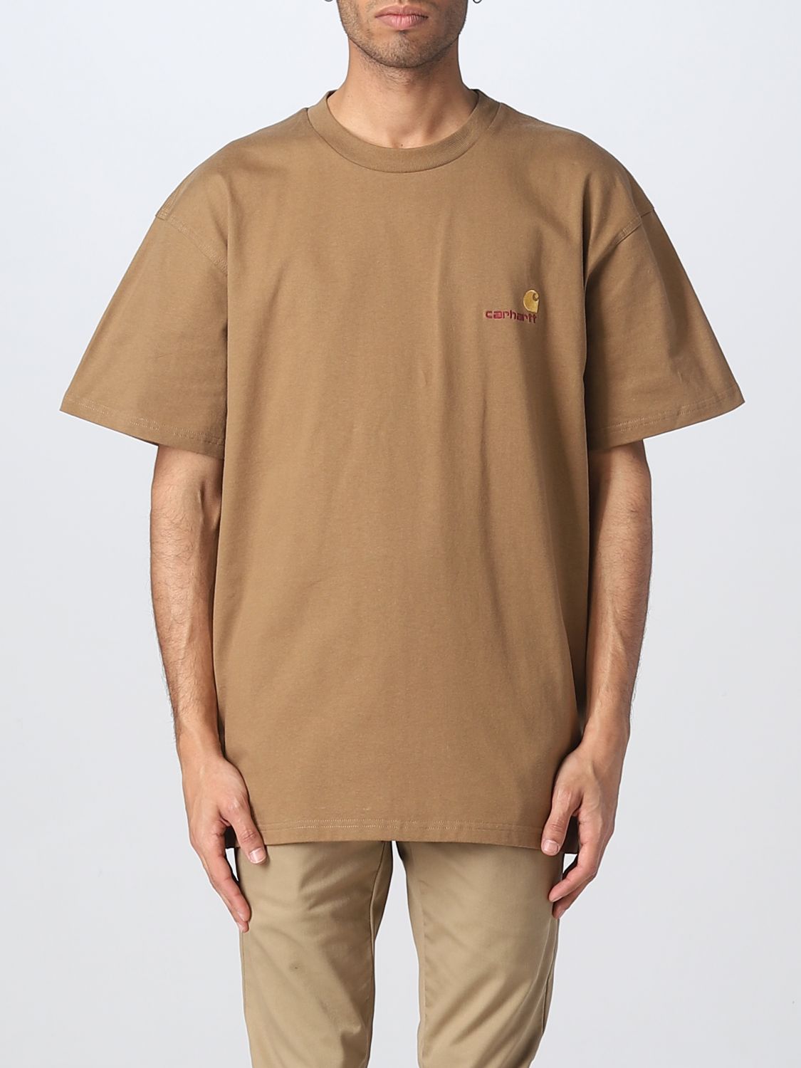 Carhartt homme  T-shirt marron ample avec broderie