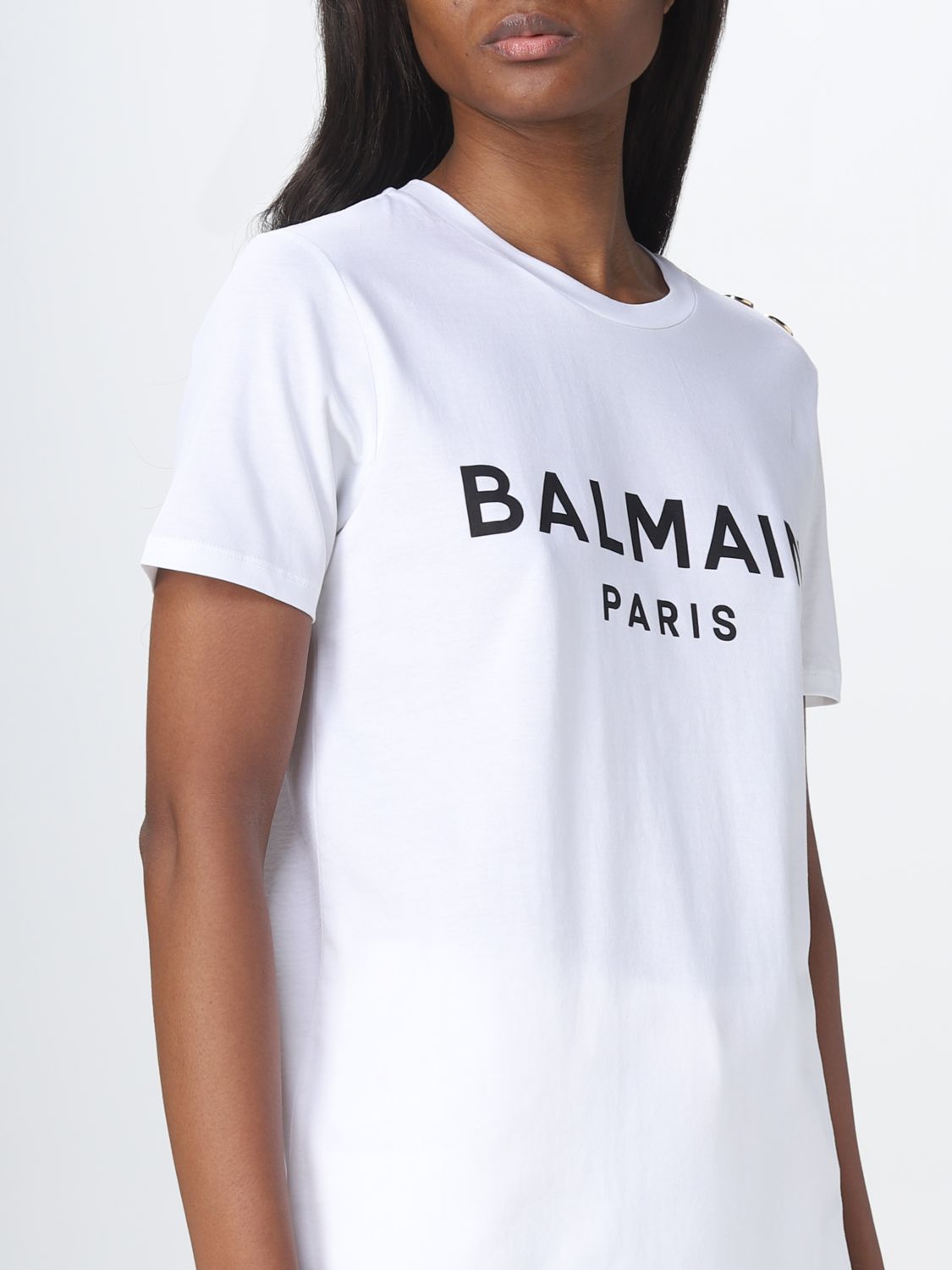 BALMAIN: t-shirt for women White | Balmain t-shirt AF1EF005BB02 at GIGLIO.COM