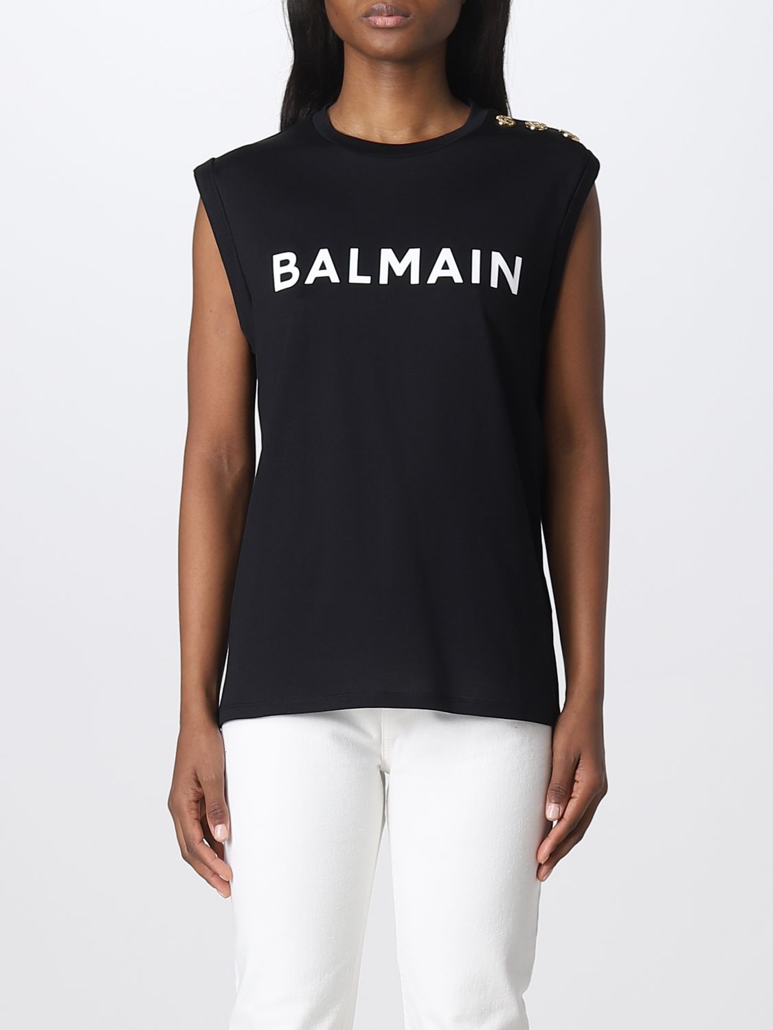 BALMAIN T恤 BALMAIN 女士 颜色 黑色,379380002