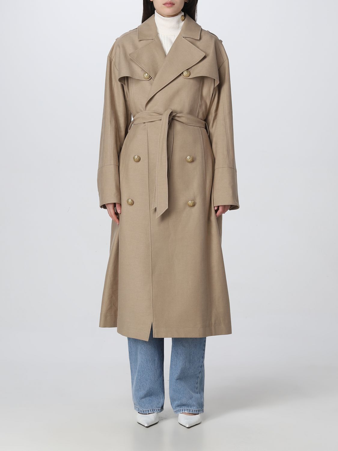 Topshop Petite longline double breasted smart coat in sage
