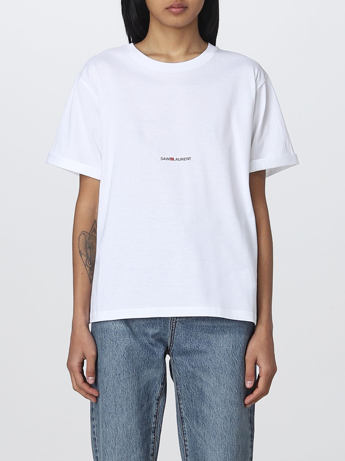 SAINT LAURENT：Tシャツ レディース - ホワイト | GIGLIO.COM
