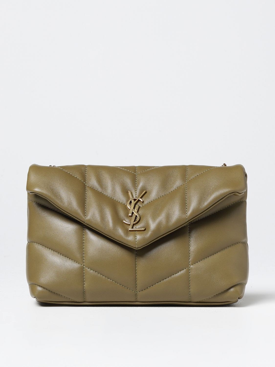 SAINT LAURENT: Puffer Toy quilted leather bag - Green  Saint Laurent  shoulder bag 6203331EL07 online at