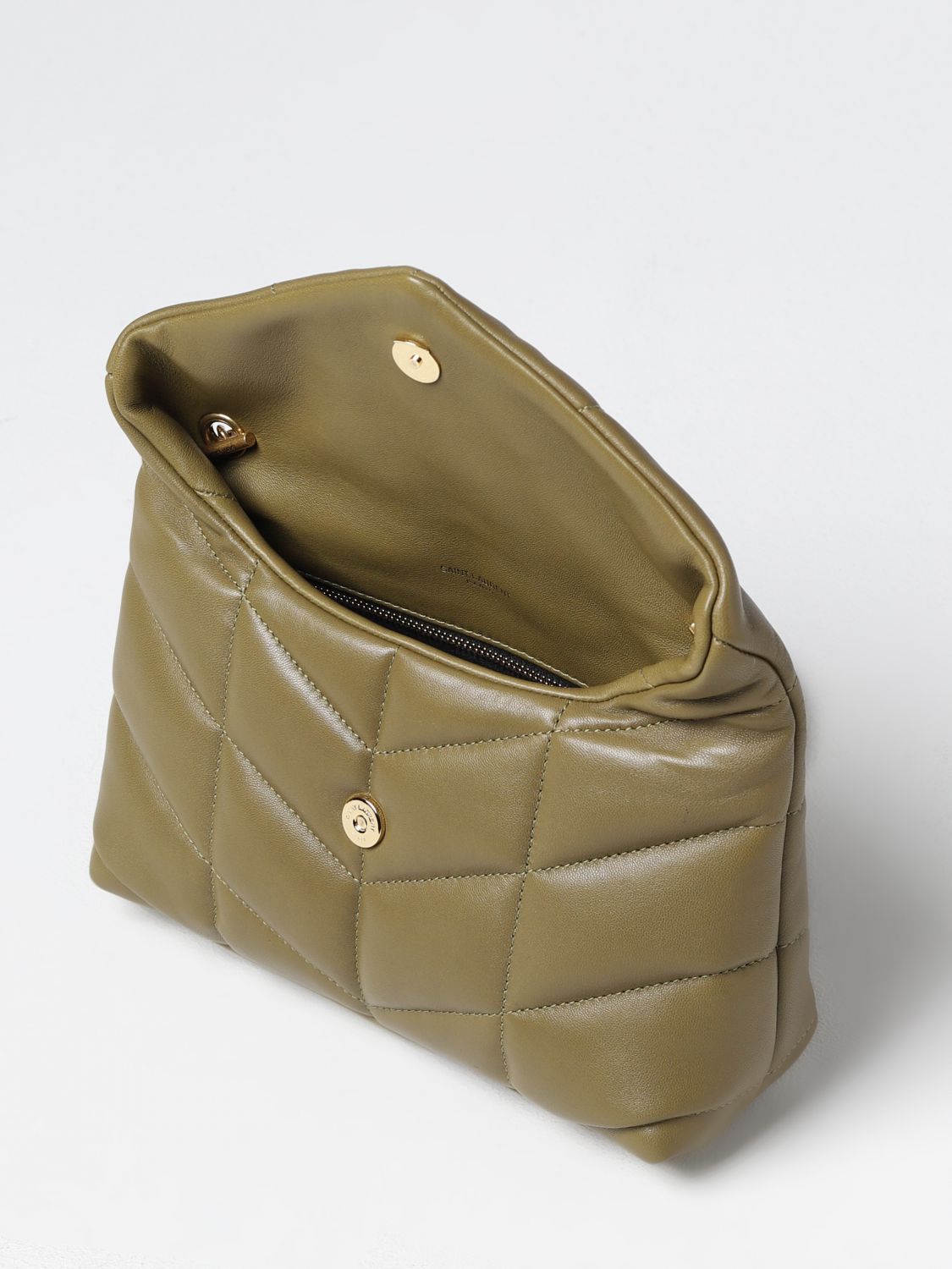 SAINT LAURENT: Puffer Toy quilted leather bag - Green  Saint Laurent  shoulder bag 6203331EL07 online at