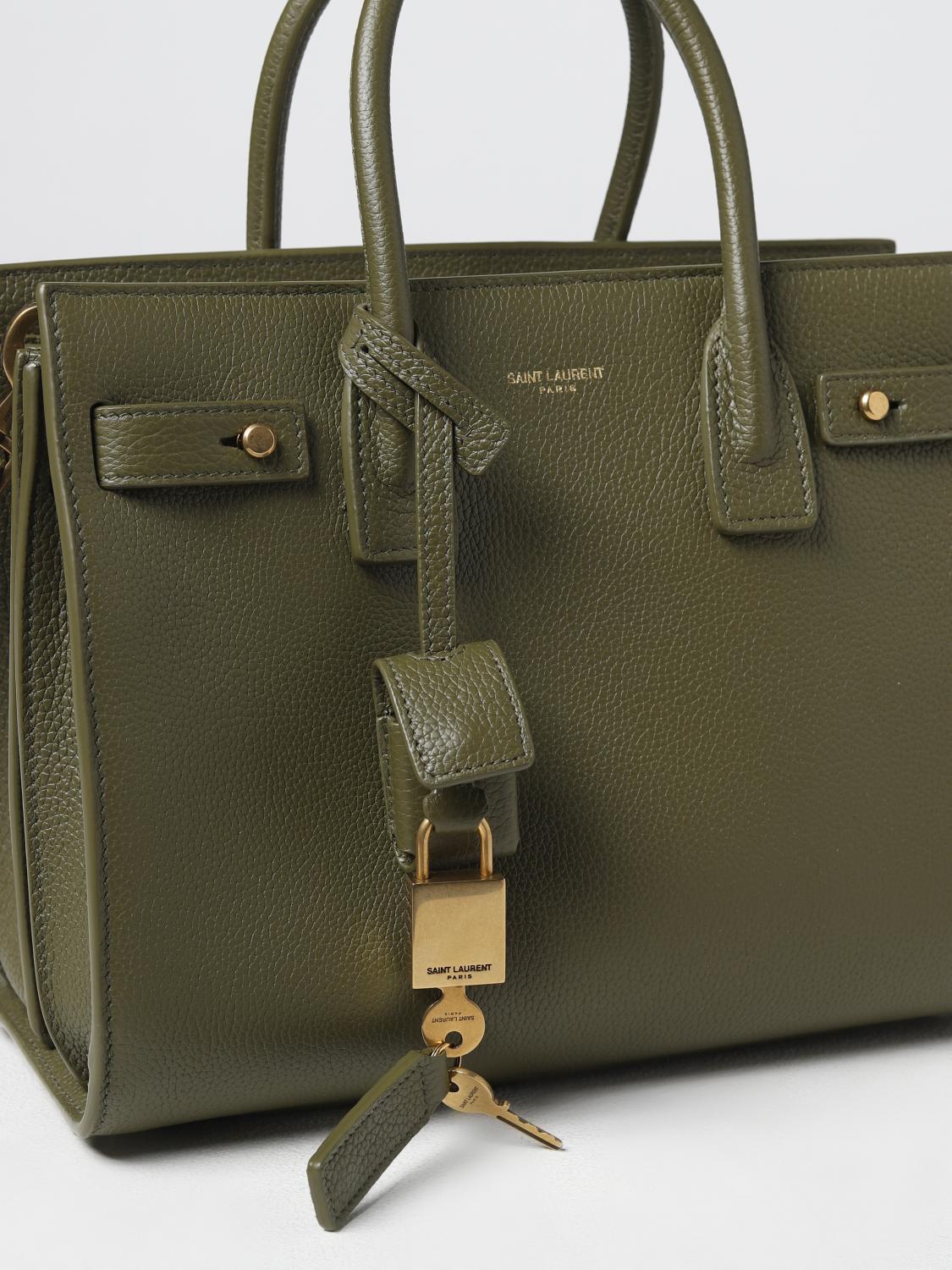 Saint Laurent Sac De Jour Bag In Textured Leather - Green