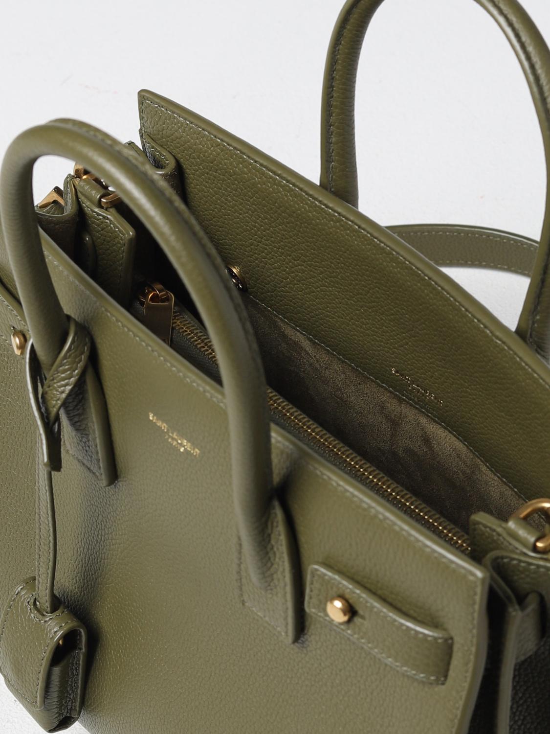 Saint Laurent Sac De Jour Bag In Textured Leather - Green