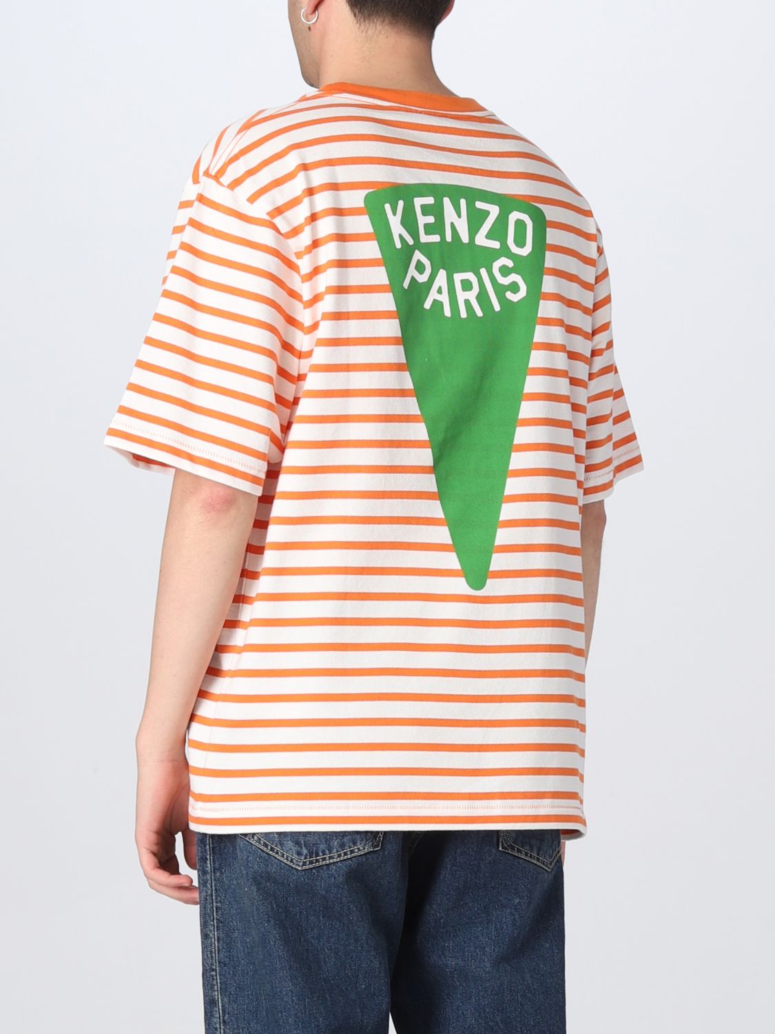 T-shirt Kenzo: T-shirt Kenzo con righe orizzontali a contrasto arancione 3