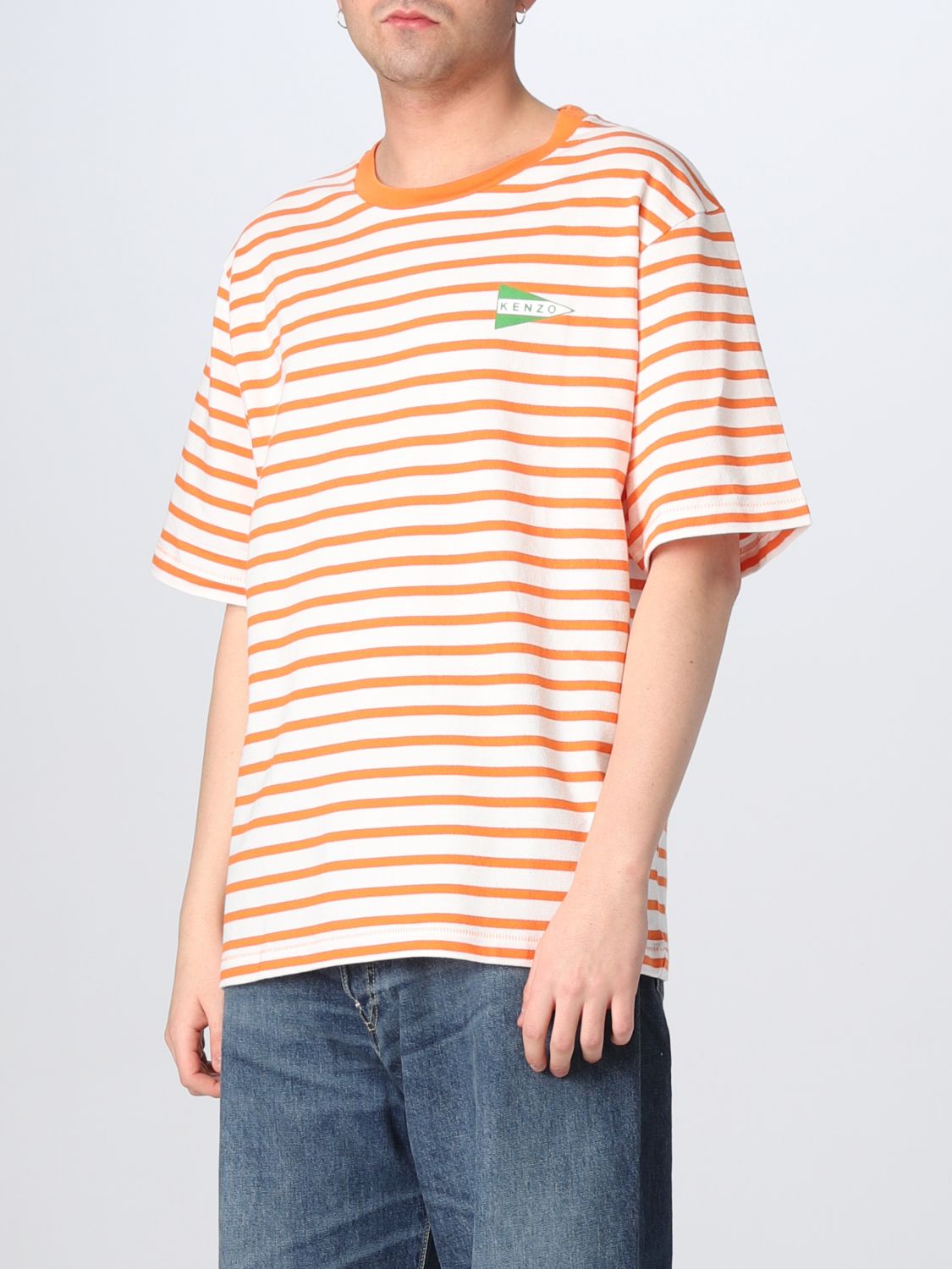 T-shirt Kenzo: T-shirt Kenzo con righe orizzontali a contrasto arancione 4