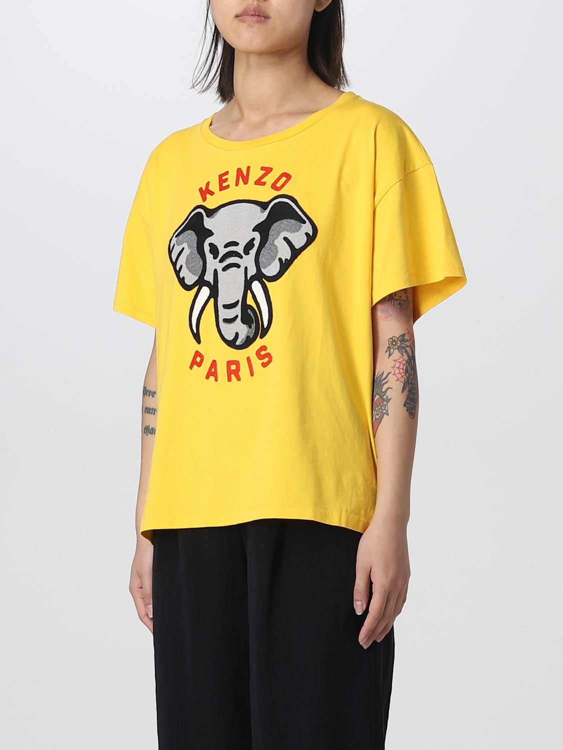 T-shirt Kenzo: T-shirt Elephant Kenzo in cotone giallo 4