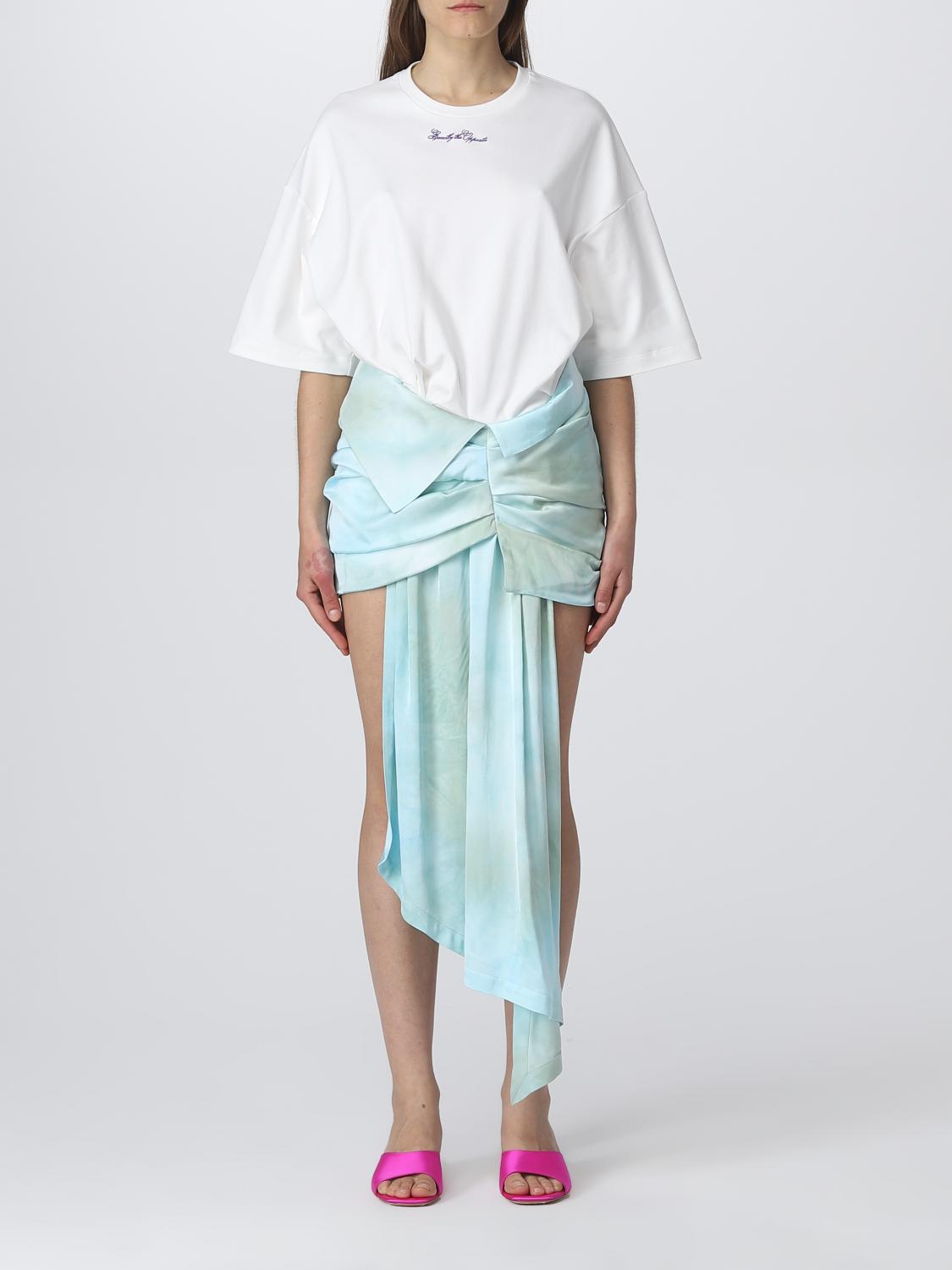 Off-white Off White™ Overlapping White/multicolour Dress In Gnawed Blue