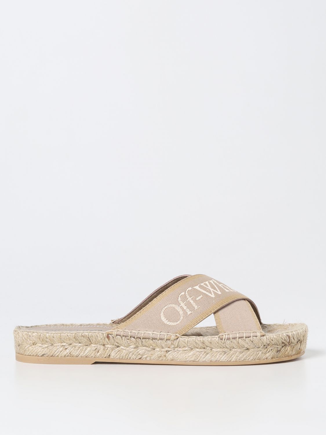 OFF-WHITE SANDALS IN FABRIC AND RAFFIA,380047022