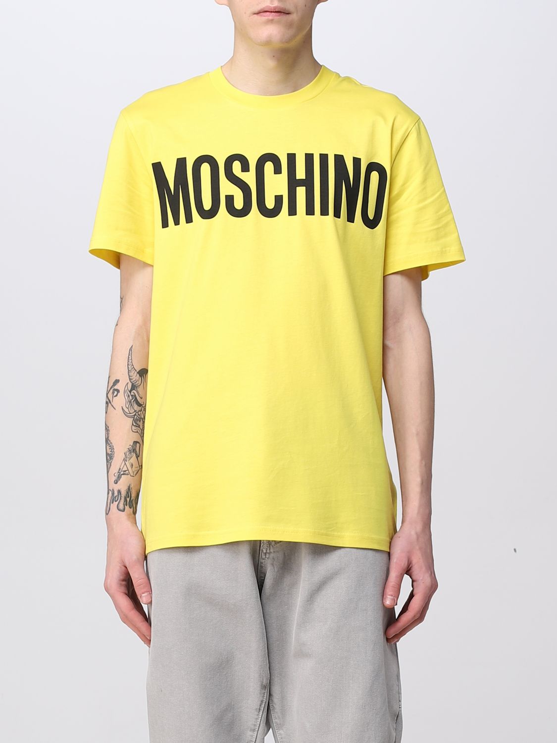 MOSCHINO COUTURE: t-shirt for man - Yellow | Couture t-shirt 07012041 online