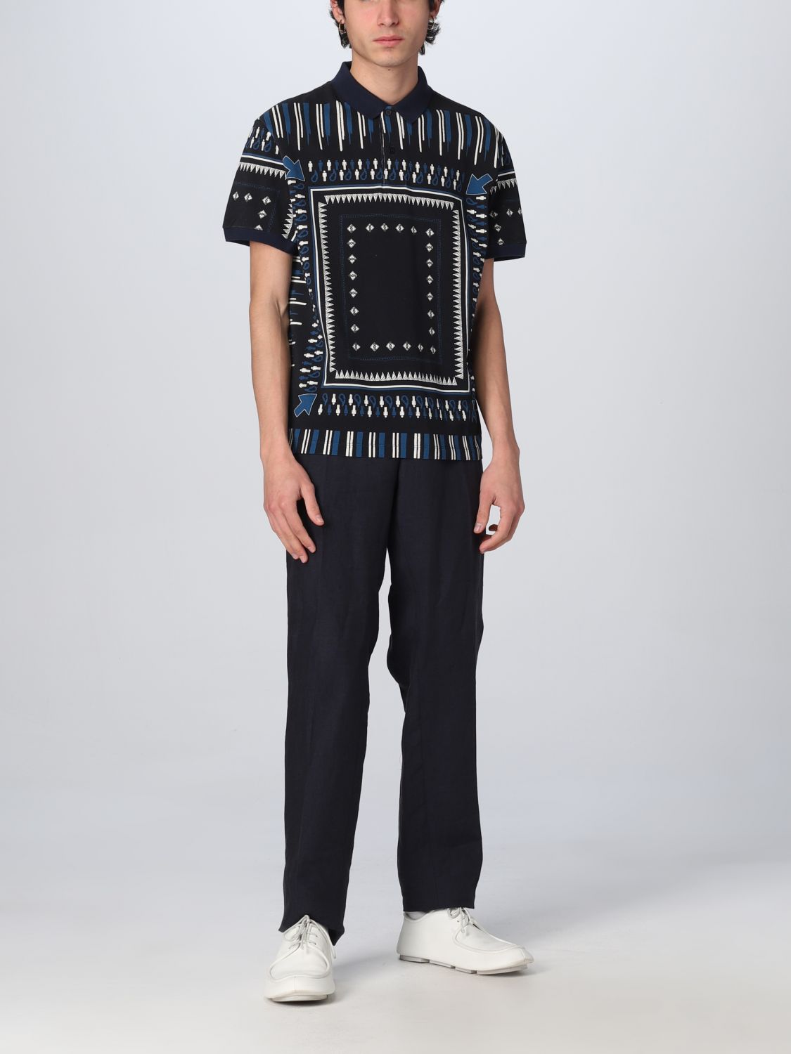 Polo Etro: Polo Etro in jersey con stampa all over blue 2