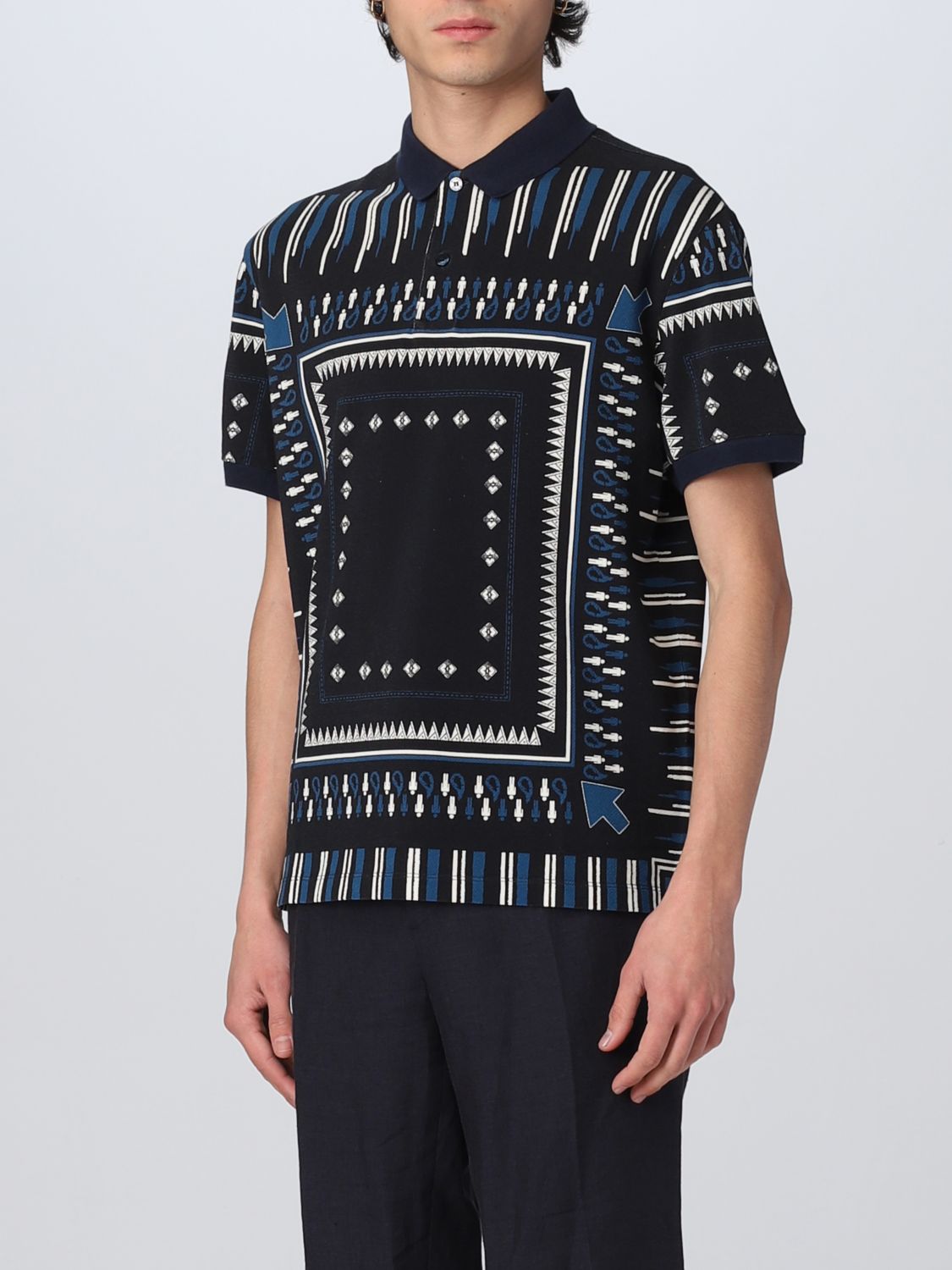 Polo Etro: Polo Etro in jersey con stampa all over blue 4
