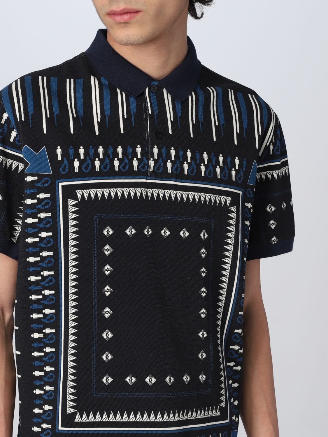 Polo Etro: Polo Etro in jersey con stampa all over blue 5