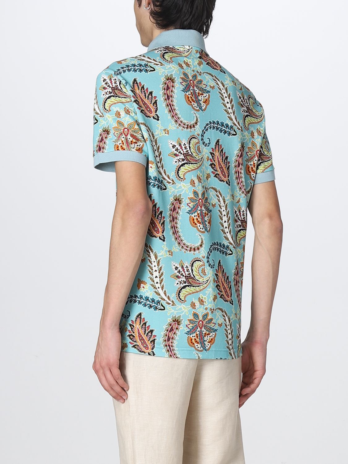 Polo Etro: Polo Etro in cotone azzurro 3