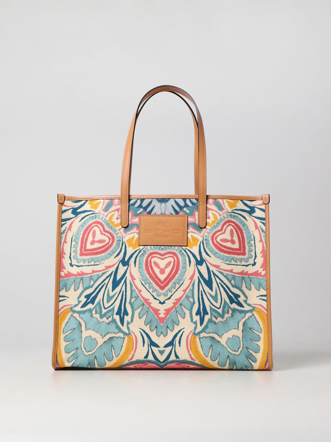 ETRO: bag in canvas with all over graphic print - Multicolor | Etro tote bags 1N0098309 on GIGLIO.COM