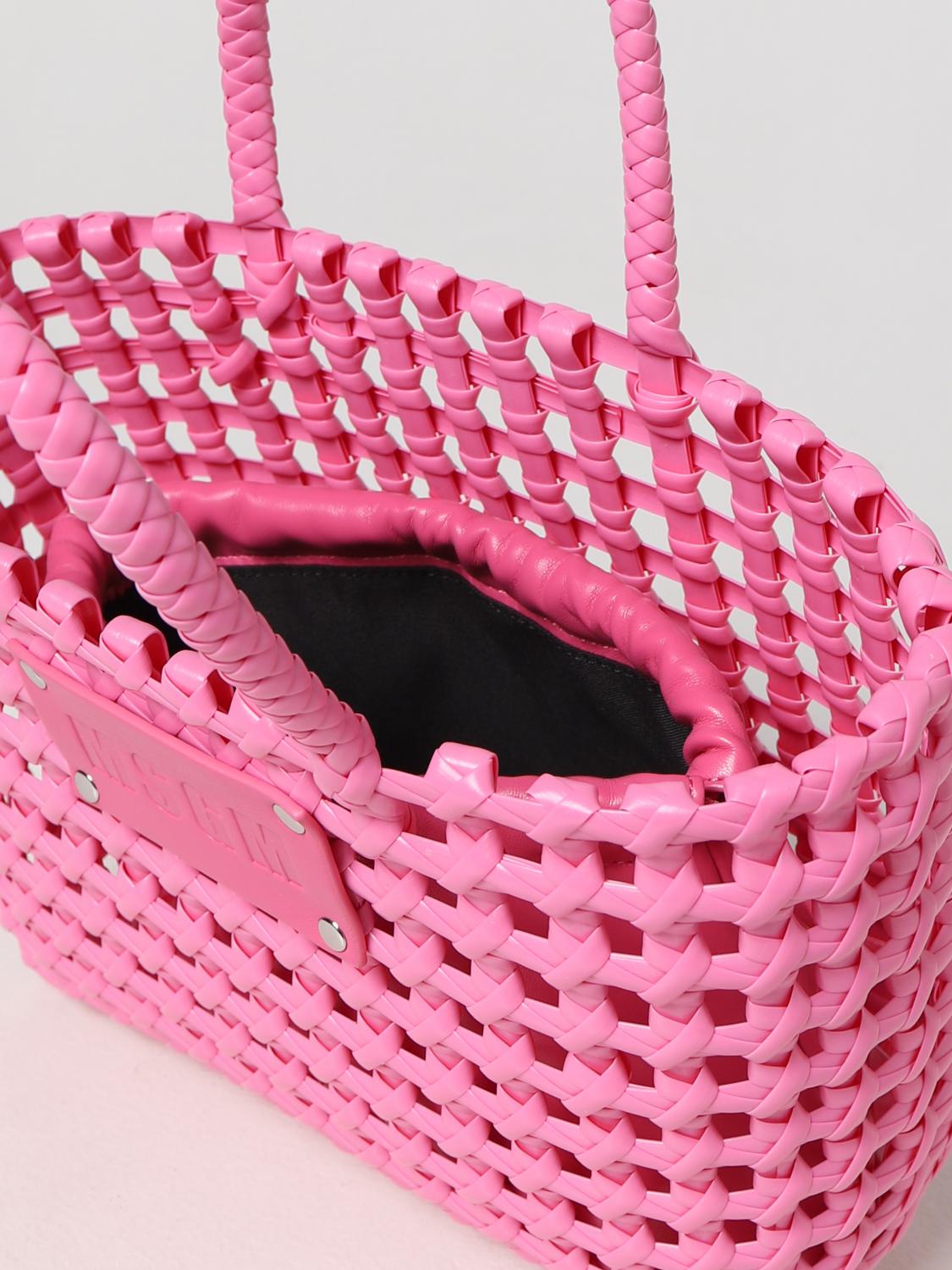 Borsa a mano Msgm: Borsa Msgm in polipropilene intrecciato rosa 4