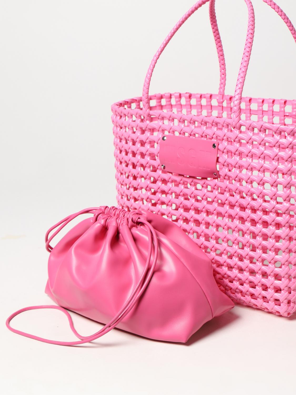 Borse tote Msgm: Borsa Msgm in polipropilene intrecciato fuxia 3