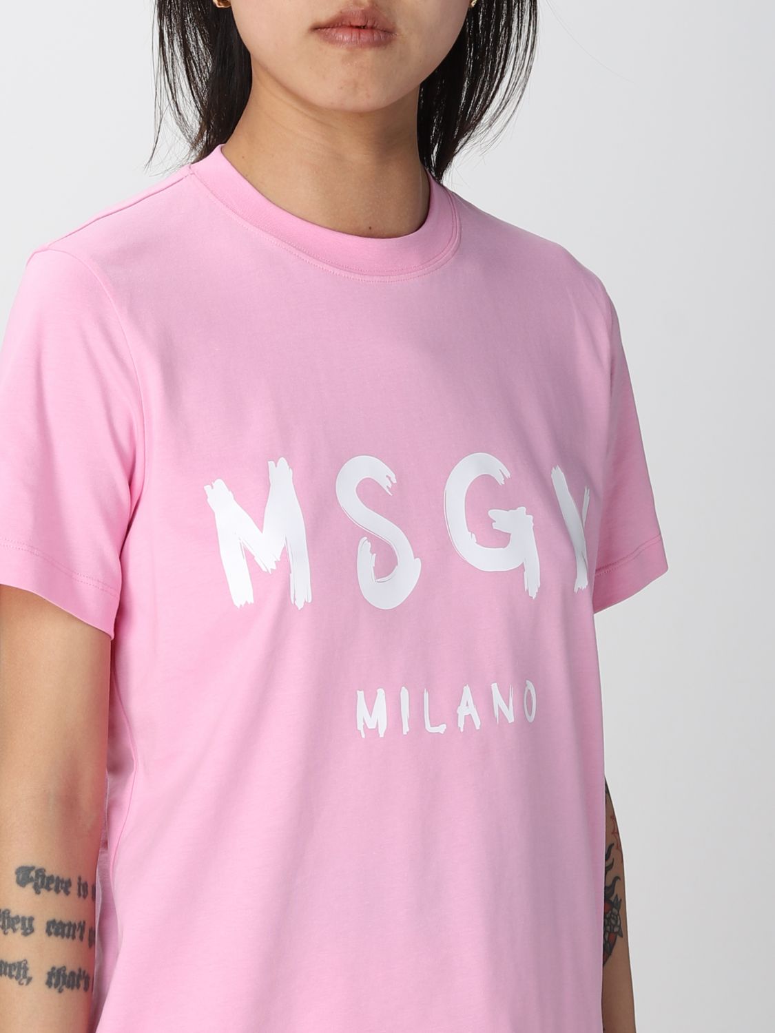 MSGM: cotton t-shirt - Pink | Msgm t-shirt MDM510200002 online at 