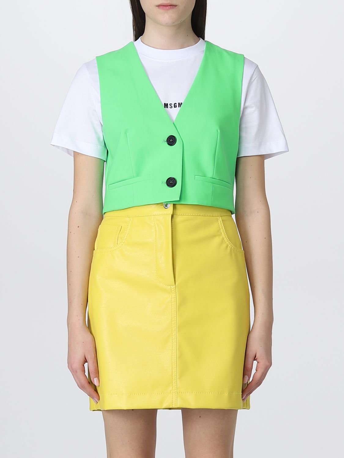 Shop Msgm Vest In Fresh Wool In Green