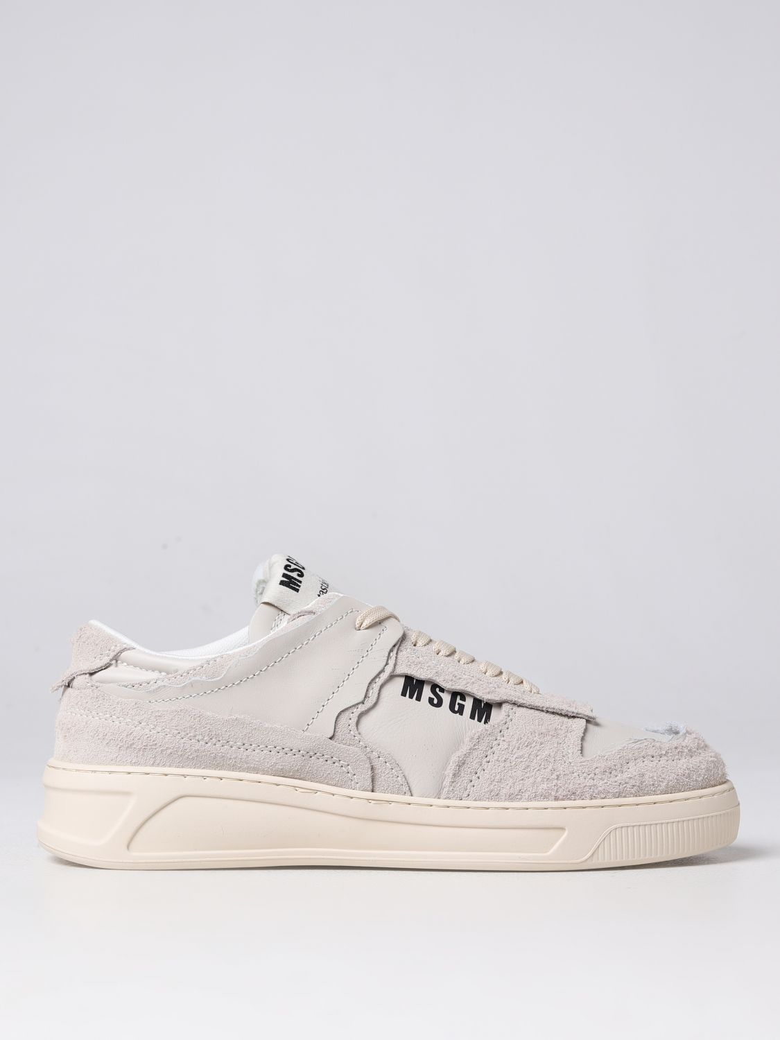 Shop Msgm Acbc X  Sneakers In Leather And Repet In Milk