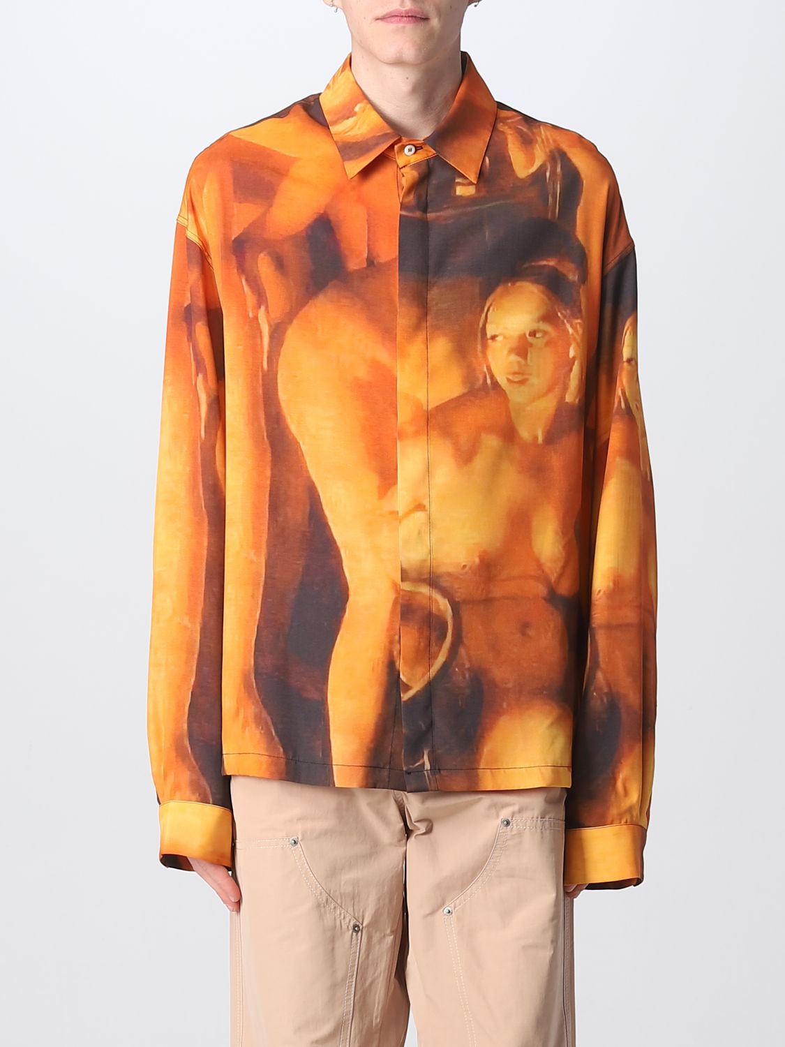424 Graphic-print Long-sleeve Shirt In Orange
