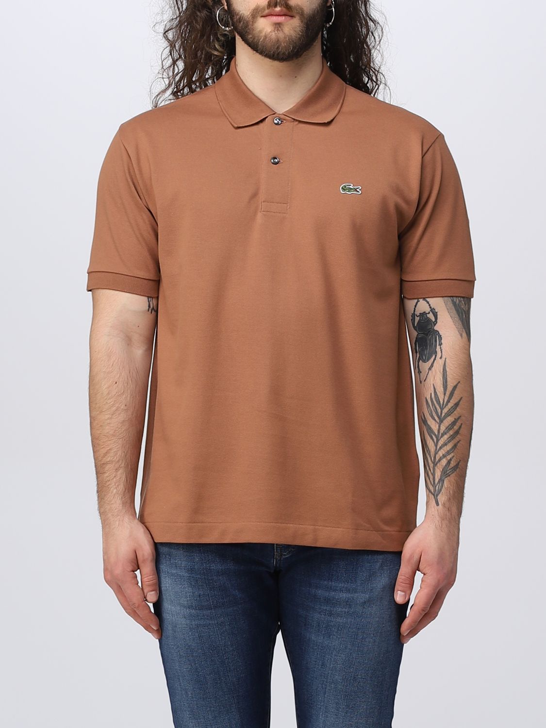 LACOSTE: polo shirt for man - Brown | Lacoste polo shirt L1212 on GIGLIO.COM