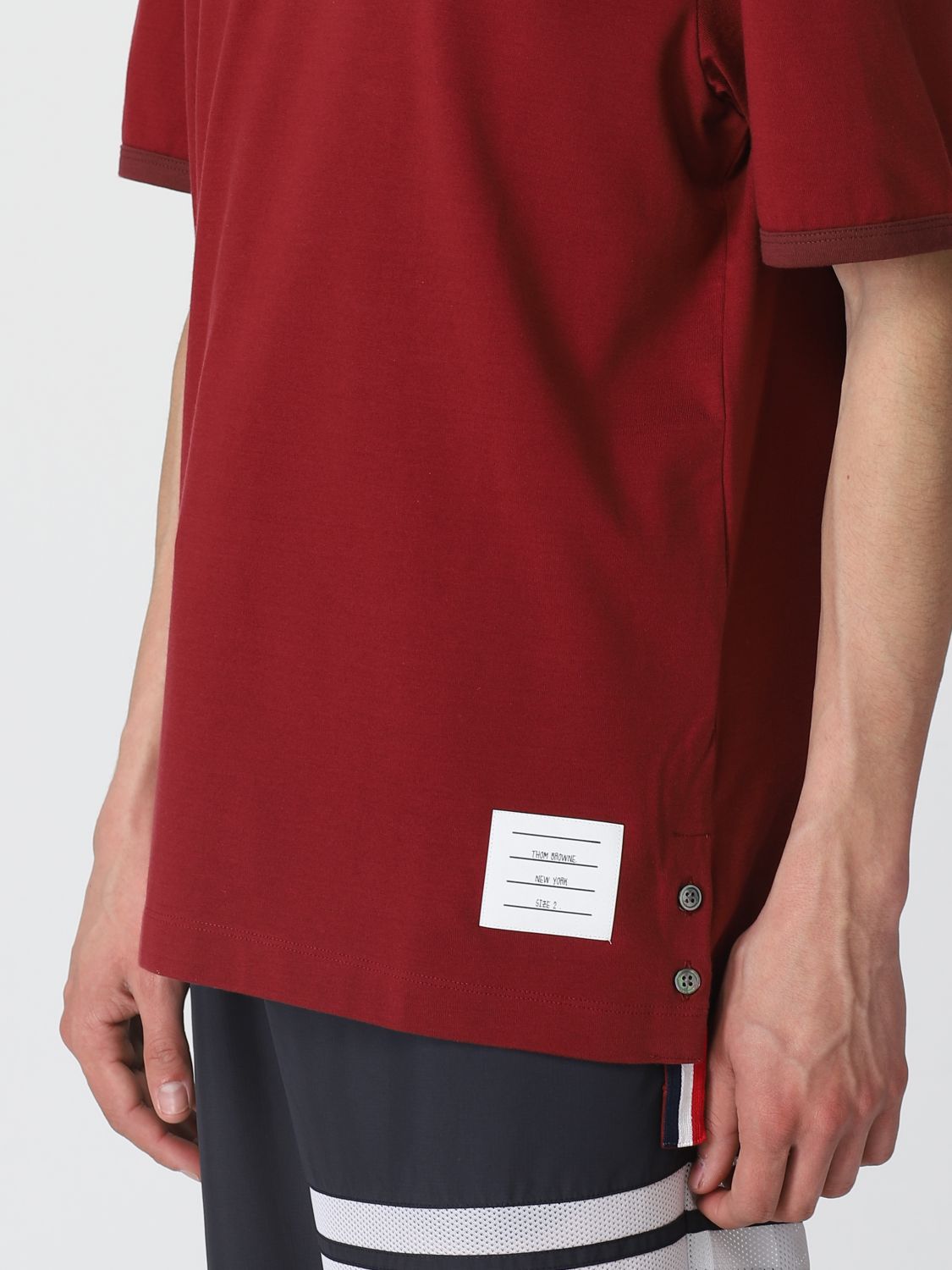 THOM BROWNE: T-shirt homme - Rouge | T-Shirt Thom Browne MJS083AJ0052 ...