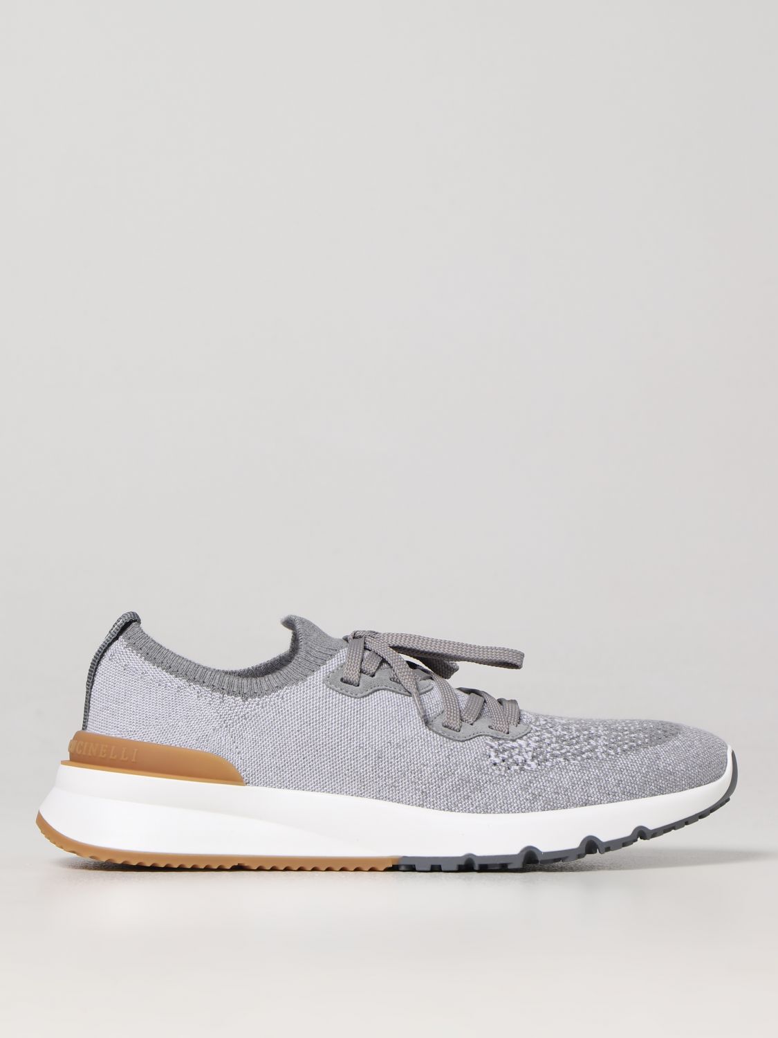 Shop Brunello Cucinelli Sneakers In Stretch Cotton In Grey