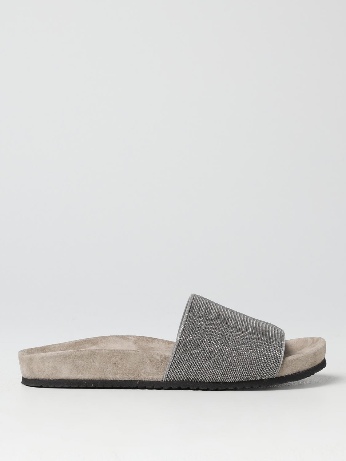 Brunello Cucinelli Flat Sandals  Woman In Grey 1