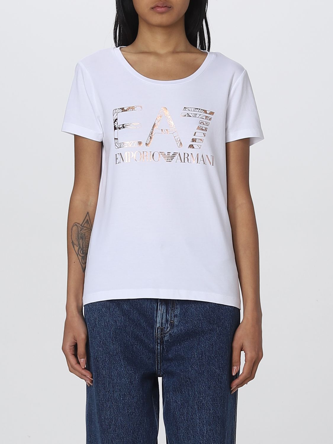 Ea7 T-shirt With Logo In White
