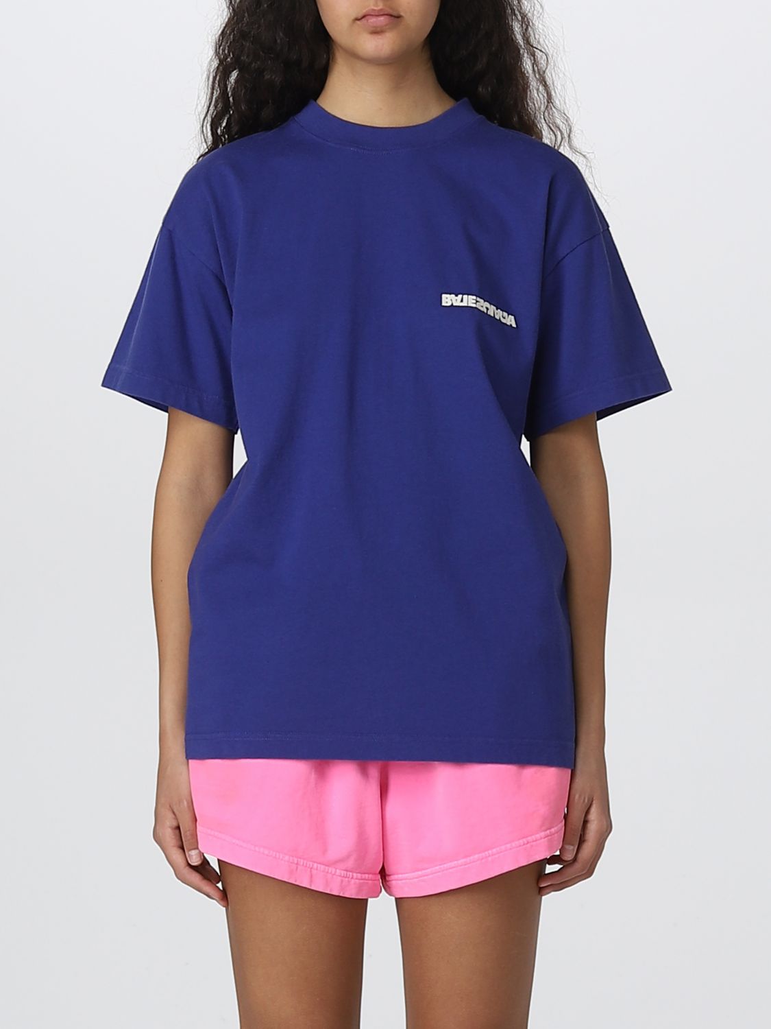 BALENCIAGA: in cotton blend - Blue | Balenciaga t-shirt 612965TLVB3 online on GIGLIO.COM