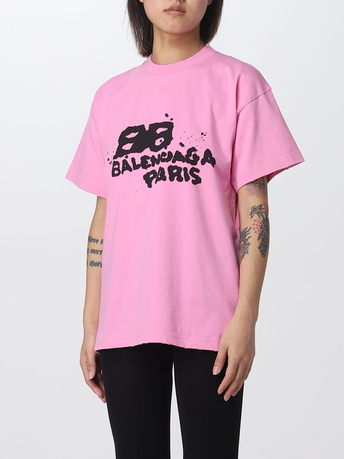 BALENCIAGA: Camiseta para mujer, Rosa | Camiseta Balenciaga 612965TNVN4 en línea en