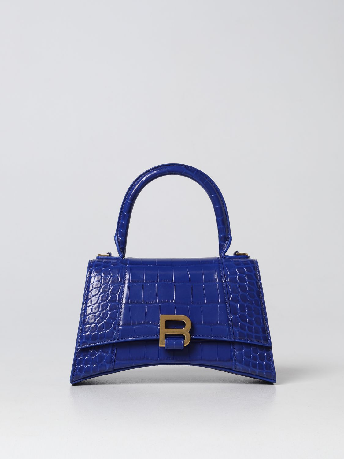 BALENCIAGA: Hourglass S bag in leather - Blue Balenciaga handbag 5935461LRGM online on GIGLIO.COM