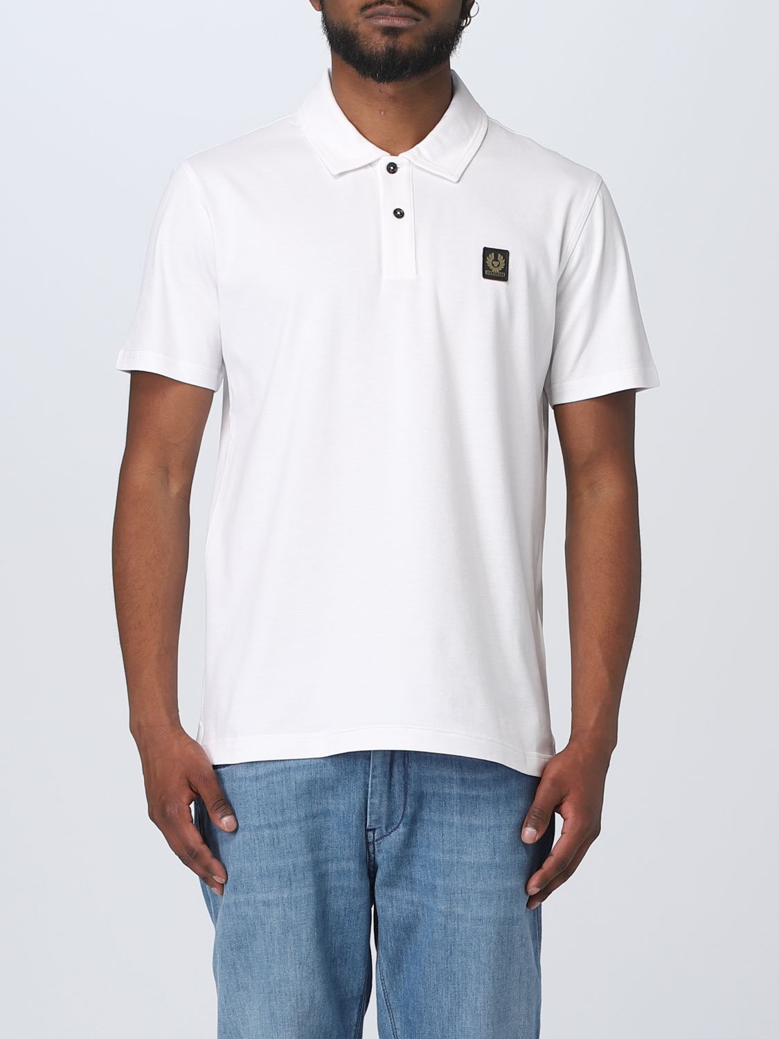 Shop Belstaff Polo Shirt  Men Color White