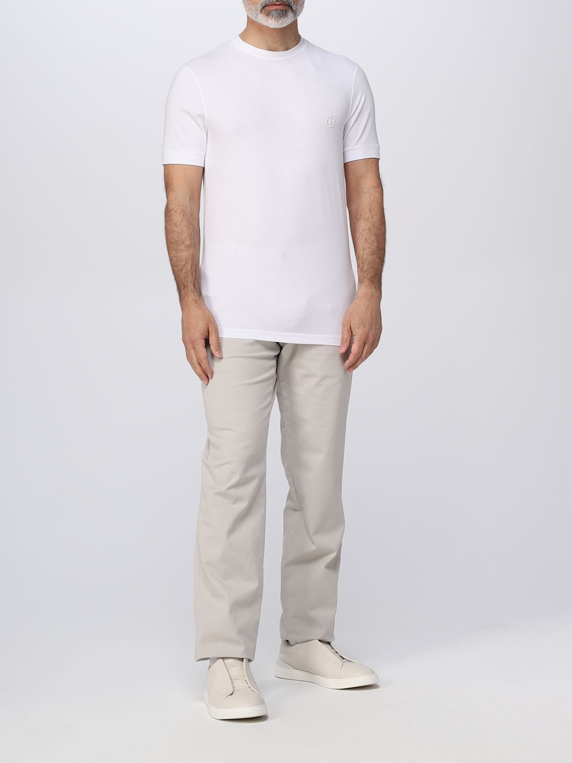 GIORGIO ARMANI: t-shirt for man - White | Giorgio Armani t-shirt  3GST52SJP4Z online on 