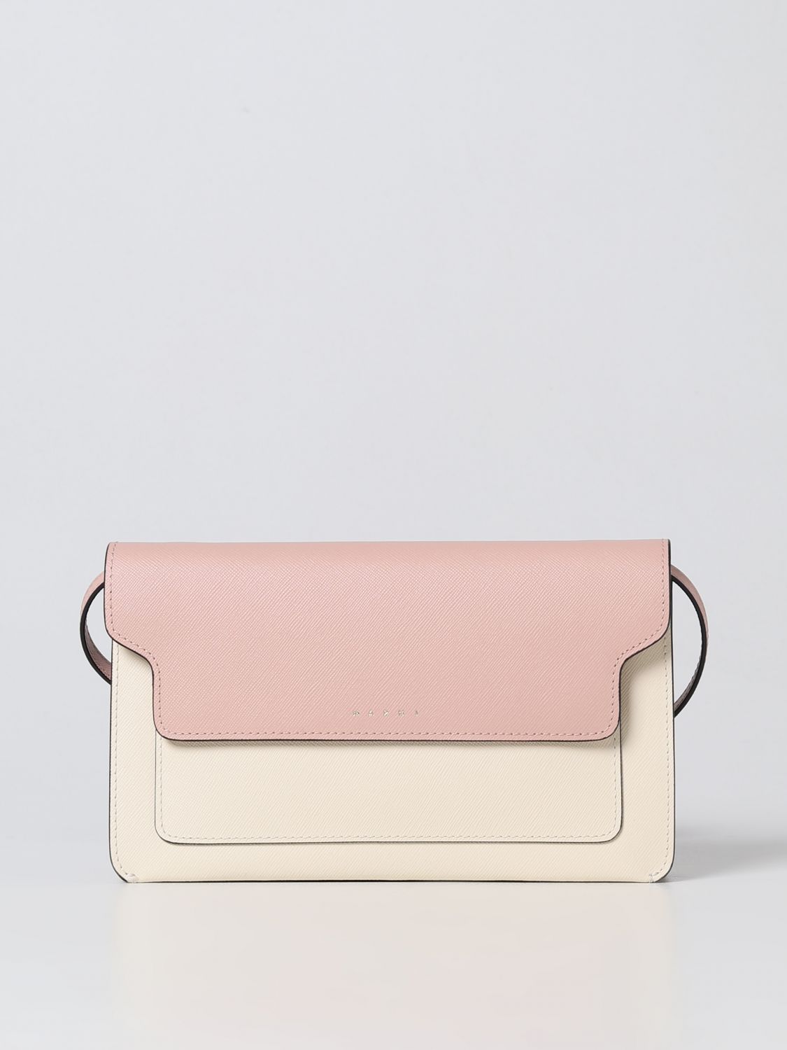 Marni 3 Comp Pouch With Strap Crossbody Bag In Blush Pink