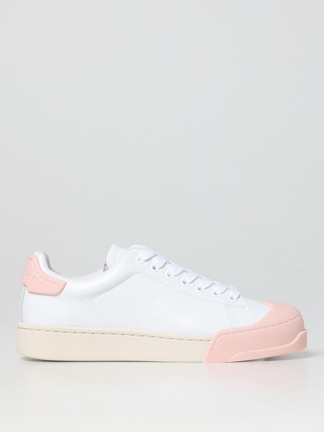 Marni Dada Bumper Sneaker In White And Pink Leather In White