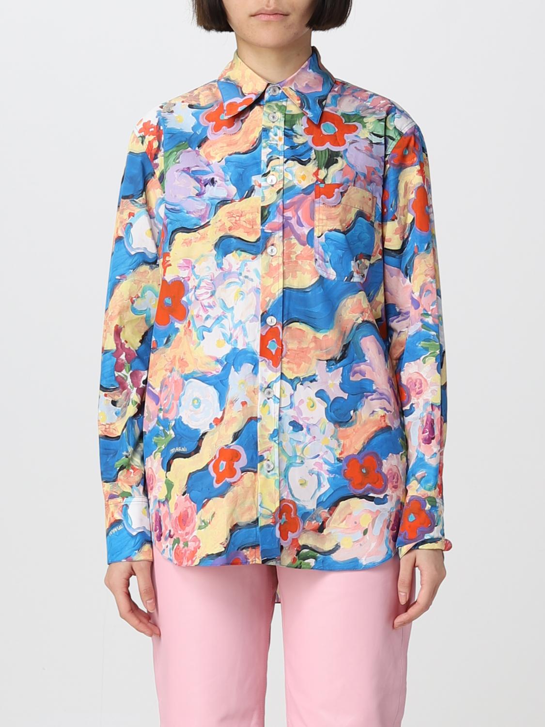 Marni Floral Painting-print Button Down Shirt In Multicolor