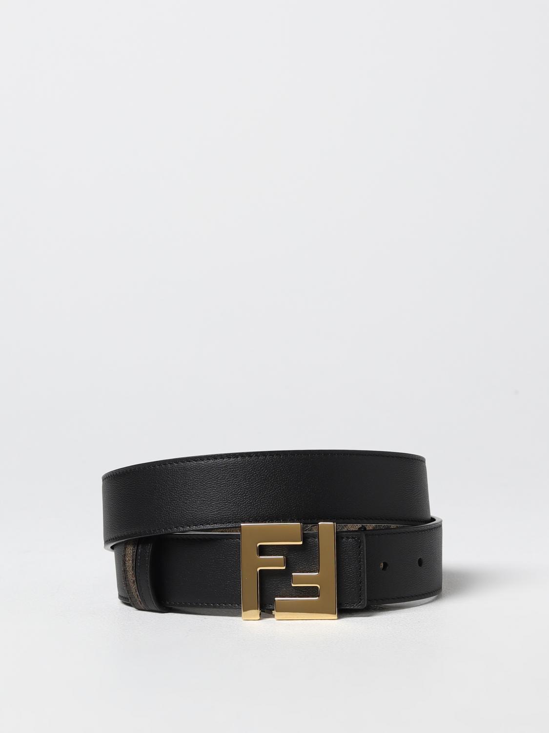 FENDI: belt in leather and coated cotton - Black | Fendi belt