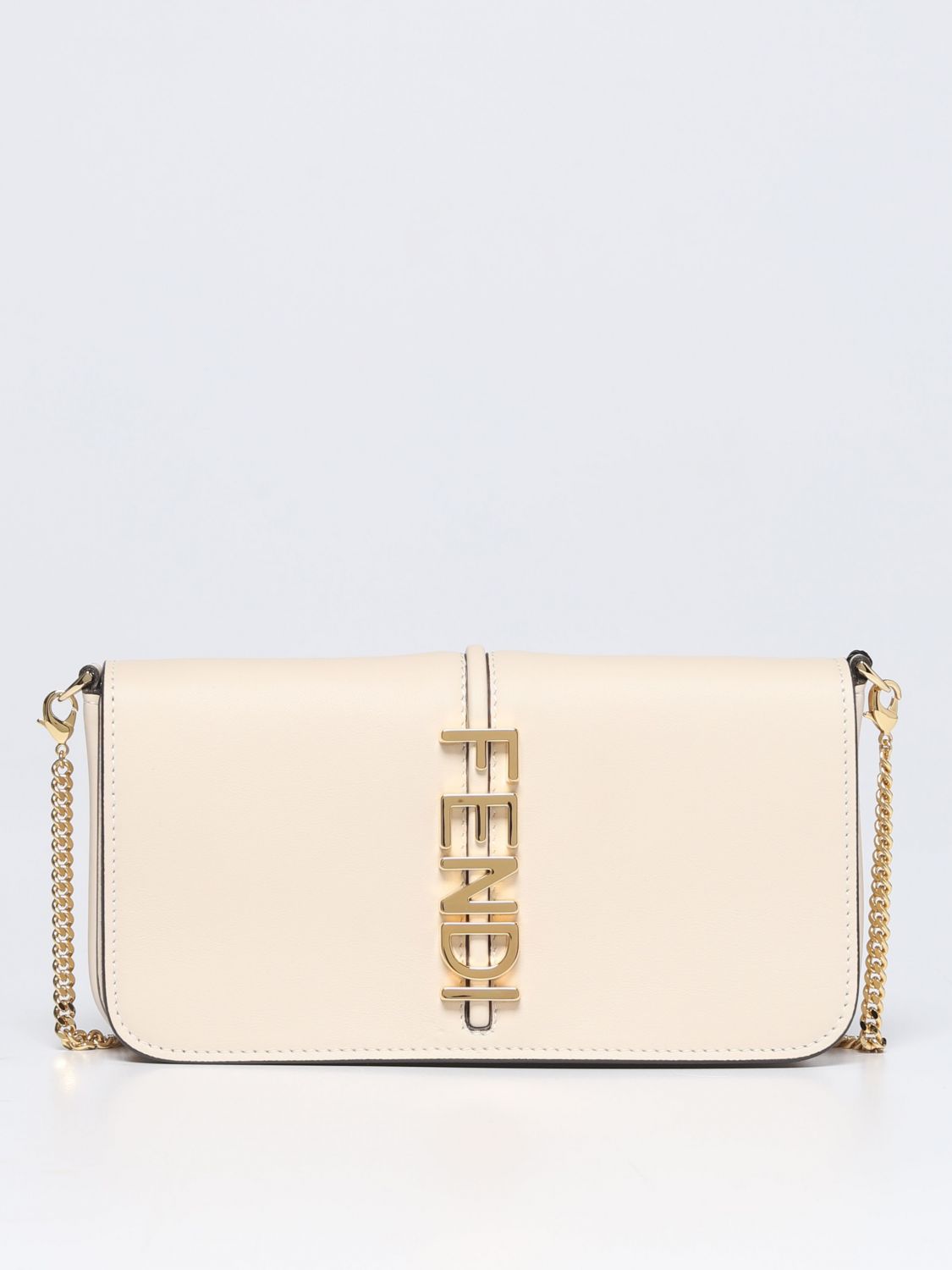 FENDI: Fendigraphy wallet bag in leather with applied lettering ...