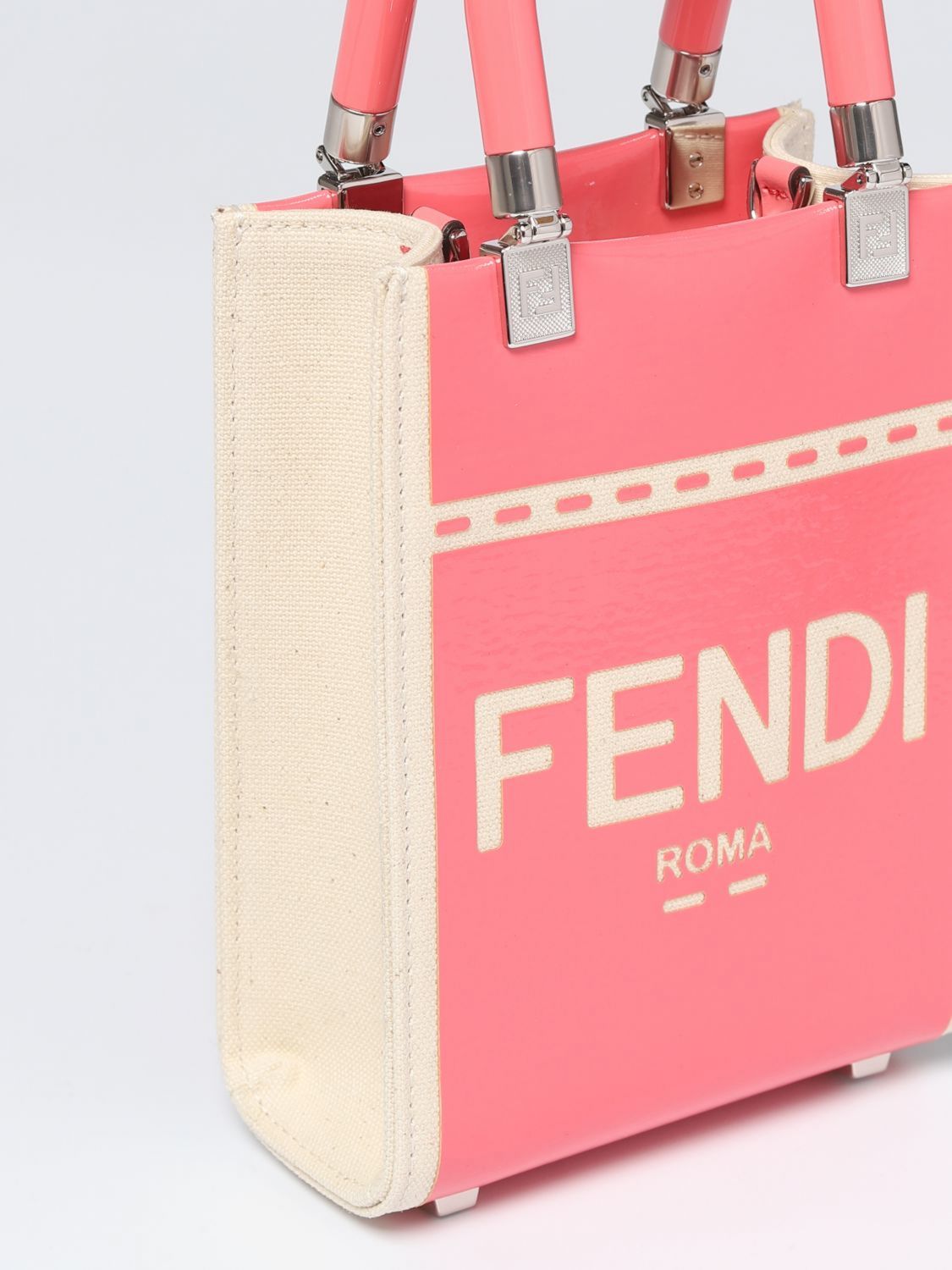 FENDI: Sunshine Mini bag in canvas and patent leather - Pink | Fendi ...