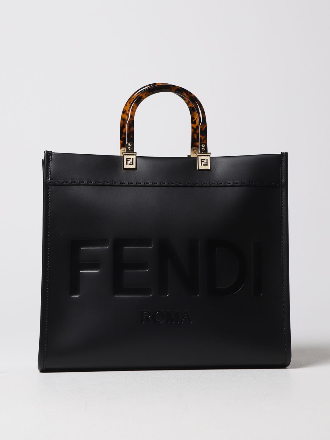 reservoir Praten tegen Blijven FENDI: Sunshine leather bag - Black | Fendi tote bags 8BH386ABVL online on  GIGLIO.COM