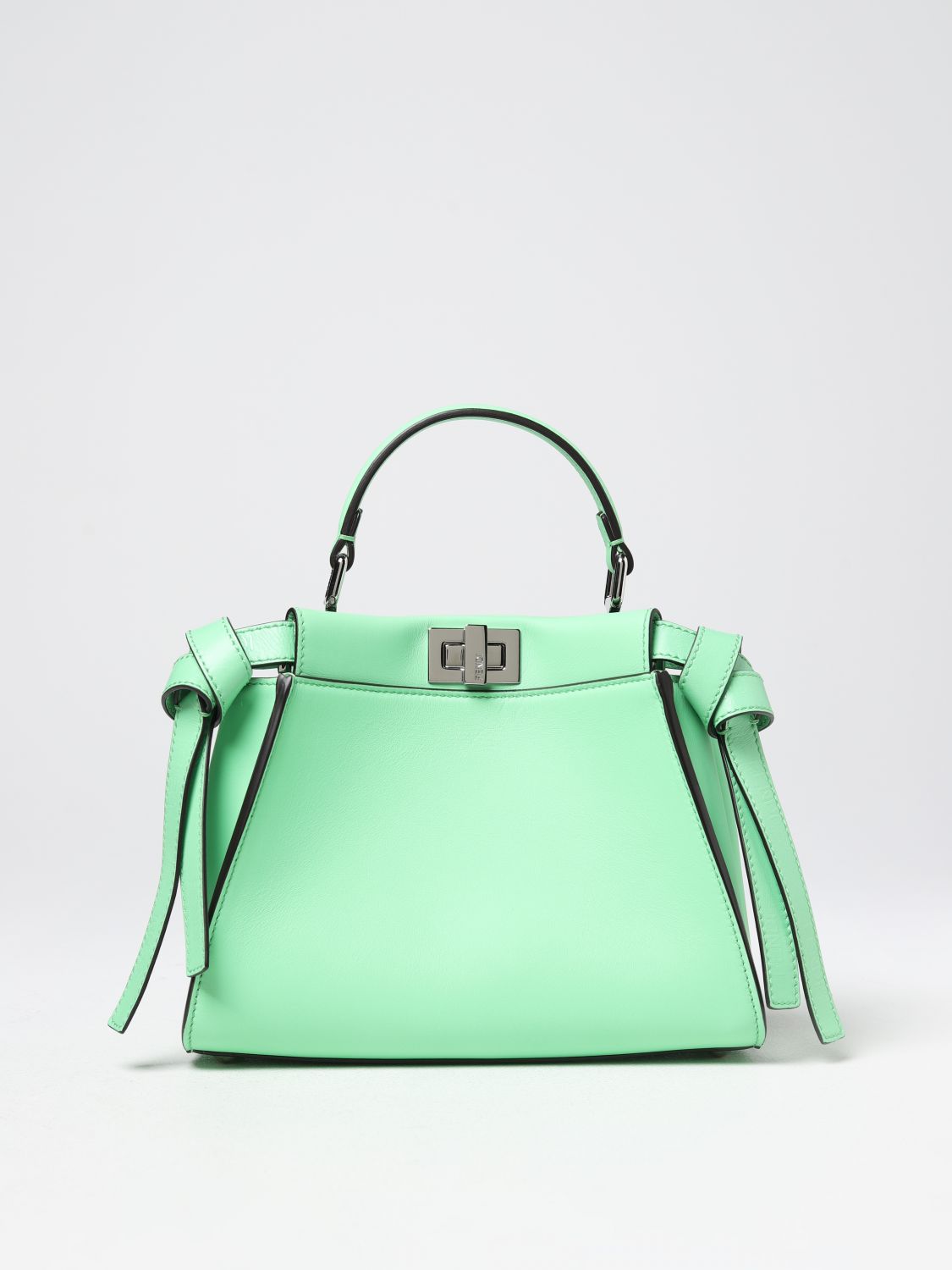 FENDI: Peekaboo Mini bag in leather - Green | Fendi handbag 8BN244ANSD ...