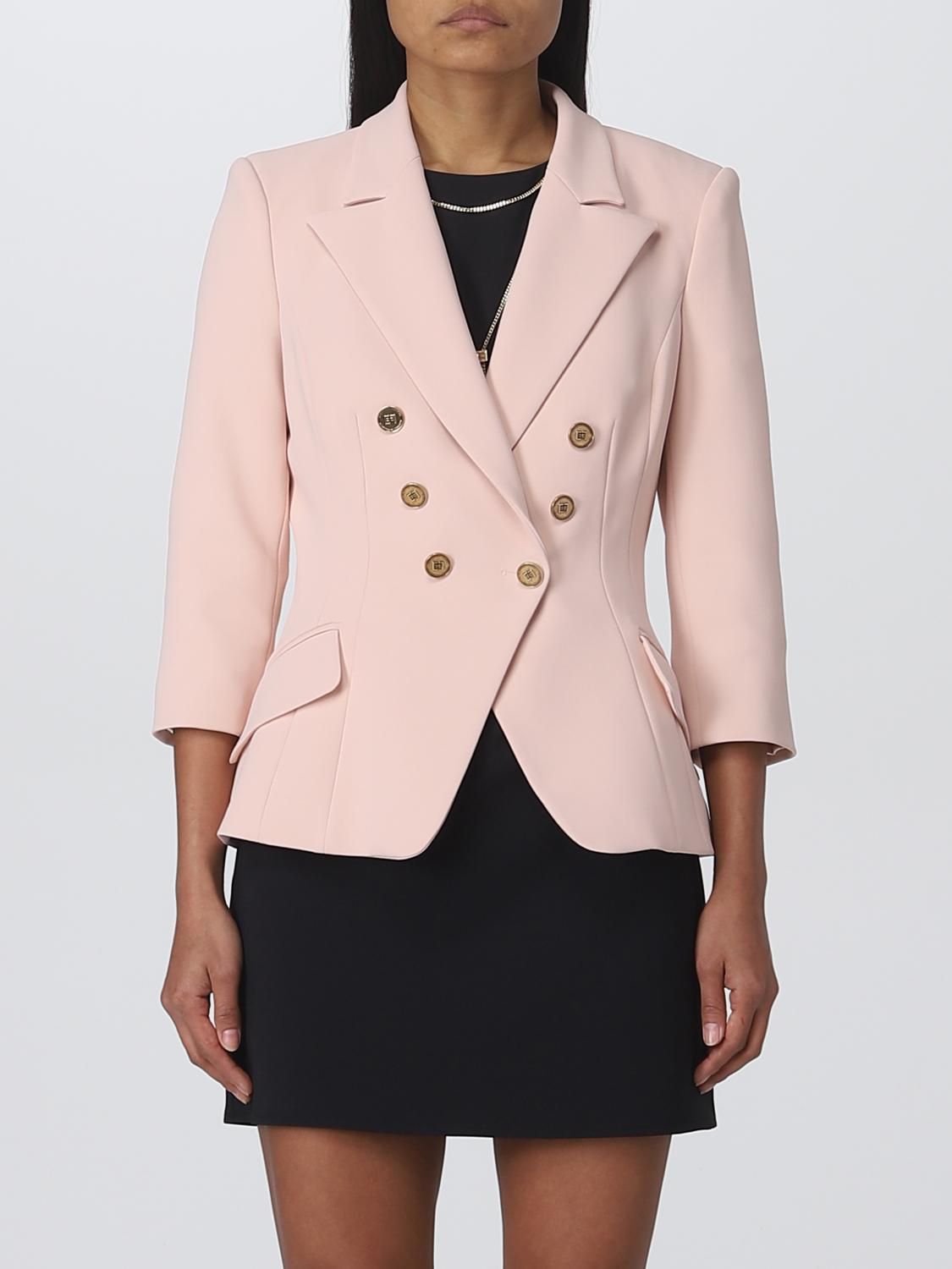Elisabetta Franchi Double-breasted Blazer In Blush Pink