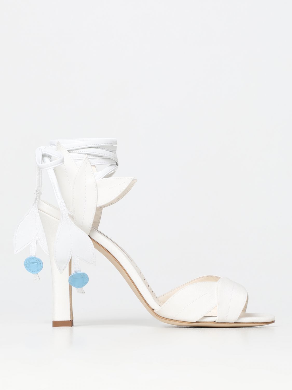 MANOLO BLAHNIK: heeled sandals for woman - White | Manolo Blahnik ...