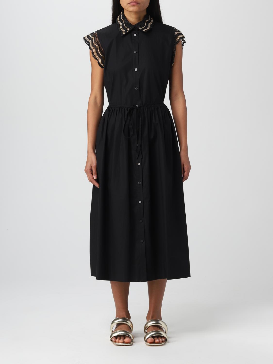 TWINSET dress in poplin Black Twinset dress 231TT2120 online at