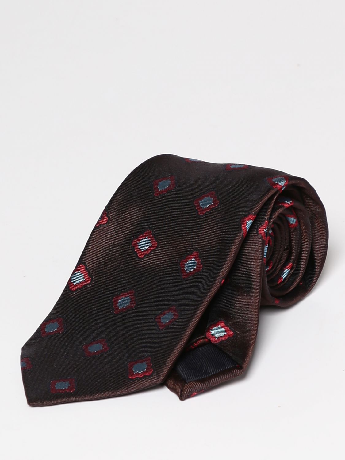 Cravatta Fiorio: Cravatta Fiorio in seta con fiori jacquard rosso 1