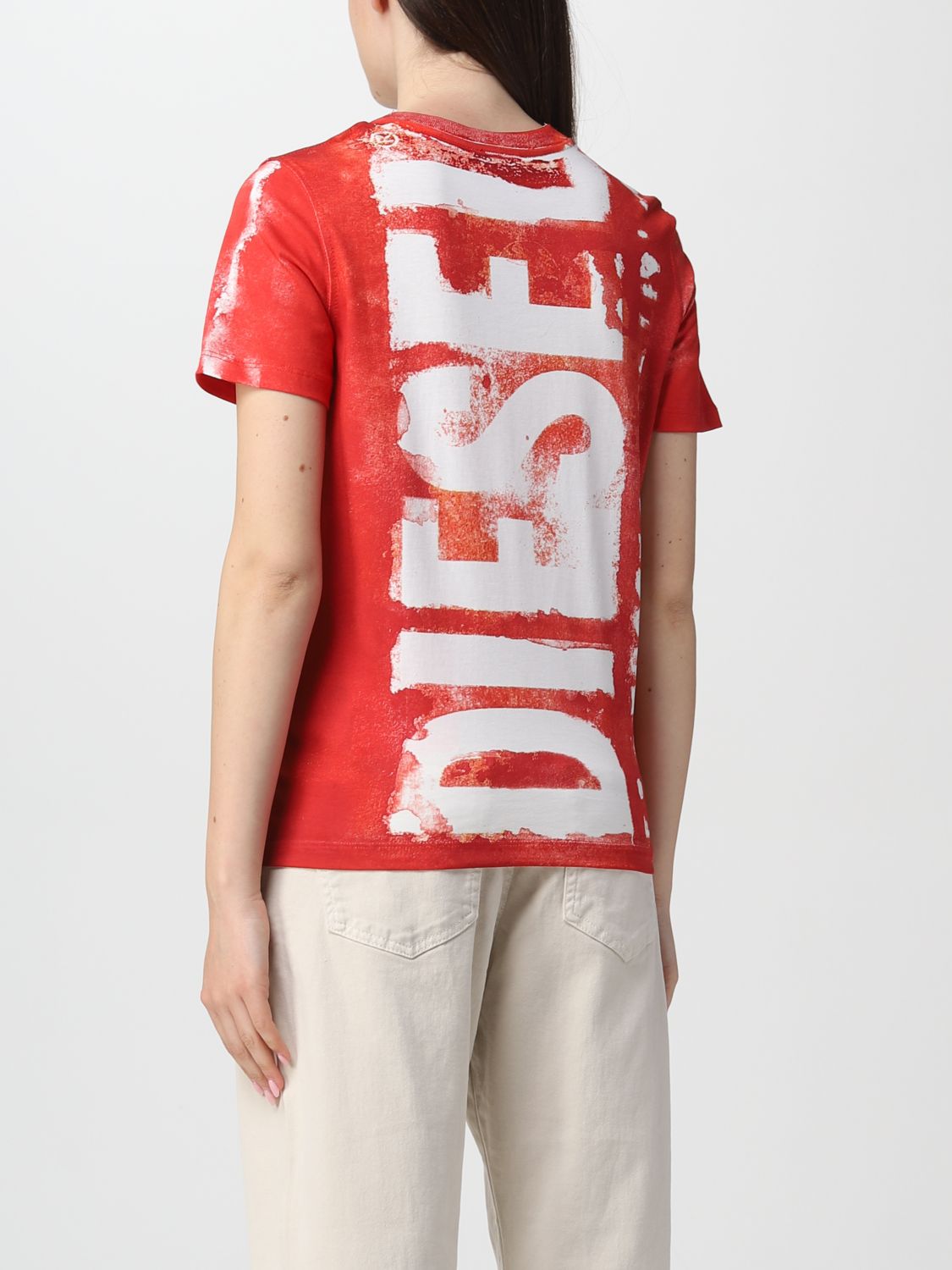 DIESEL: t-shirt for woman - Red | Diesel t-shirt A095120BASU online on ...