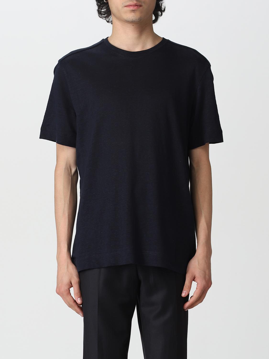 Zegna T-shirt With Round Neck In Blue
